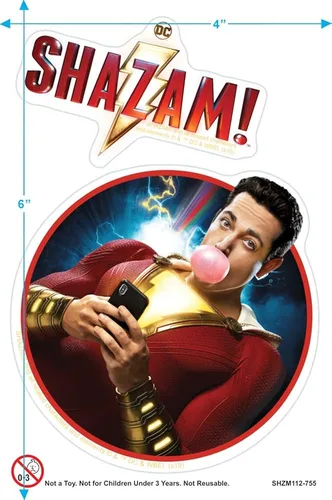 Vista 3 de Popfunk Shazam! Camiseta y pegatinas con logotipo de la película