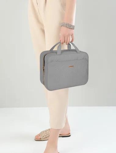 Vista 4 de BALHLHG - Neceser para mujer con gancho para colgar, organizador de maquillaje de viaje mediano, bolsa de artículos de tocador cosméticos resistente