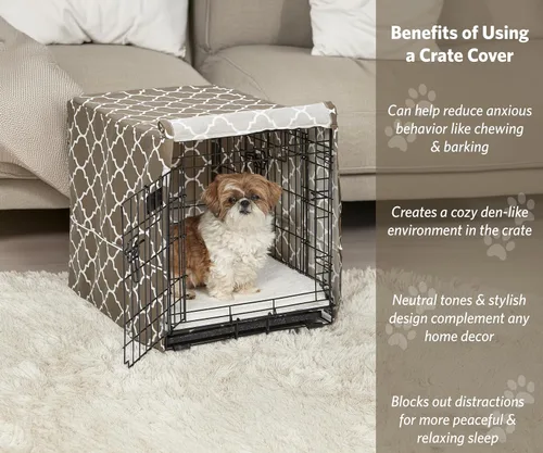 Vista 2 de MidWest Homes for Pets Funda para jaula para perros pequeños con protector de tela Teflon, funda de privacidad de poli-algodón para perrera que se