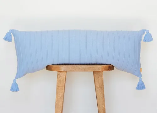 Vista 9 de Baked Clay - Funda de almohada lumbar acanalada, 14 x 36 pulgadas, tejido de algodón con borlas, acento acogedor para cama, sofá o banco de entrada