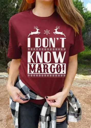 Vista 5 de I Don't Know Margo - Camiseta divertida de Navidad para mujer, camisetas de manga corta con gráficos lindos
