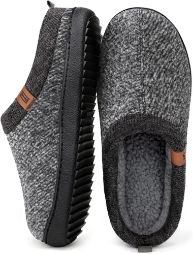 Vista 10 de MERRIMAC - Zapatillas de deslizamiento para hombre, cómodas, con espuma viscoelástica, antideslizantes, para interiores, zapatos de casa Negro