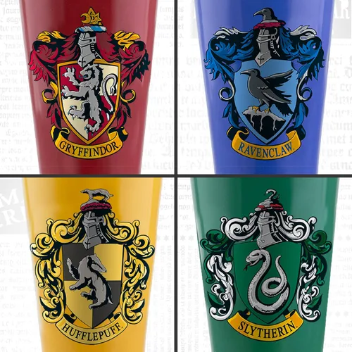 Vista 4 de Paladone Harry Potter Hogwarts House Crest - Juego de 4 vasos - Producto