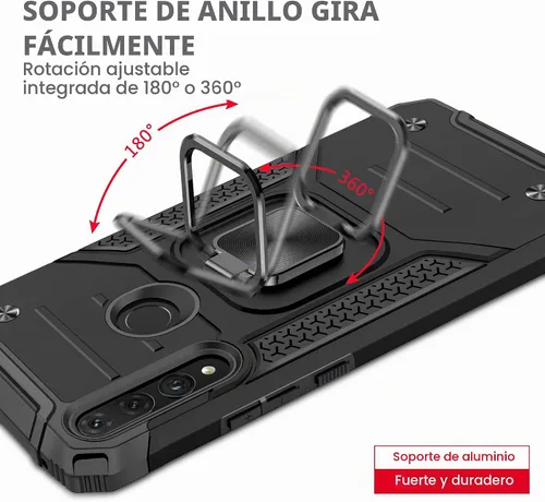 Vista 5 de Asuwish Funda compatible con Huawei Y9 Prime 2019 y protector de pantalla de vidrio templado, soporte de anillo celular con soporte para teléfono