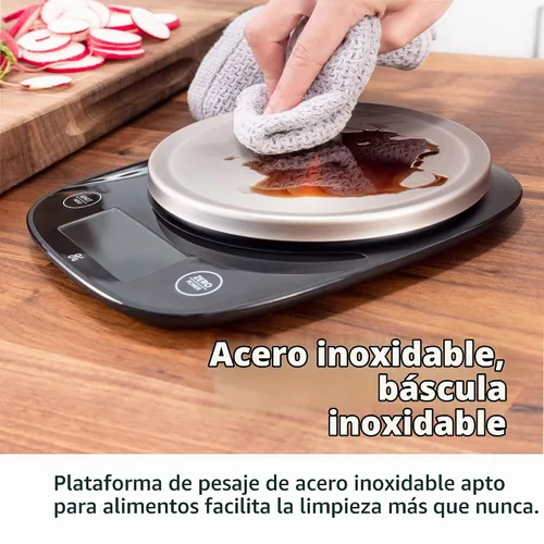Vista 5 de Greater Goods - Báscula digital para alimentos con cuenco, capacidad de 11 lb a 5 kg, gramos y onzas, función de tara, 4 unidades para hornear