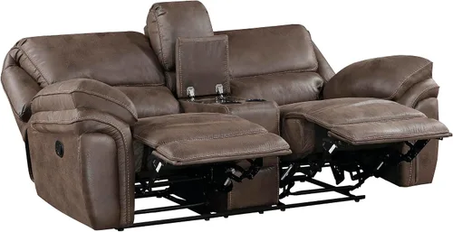Vista 28 de Lexicon Sofá reclinable doble manual, sofá reclinable de pared de microfibra pulida para comodidad de la sala de estar, asientos de espuma sobre