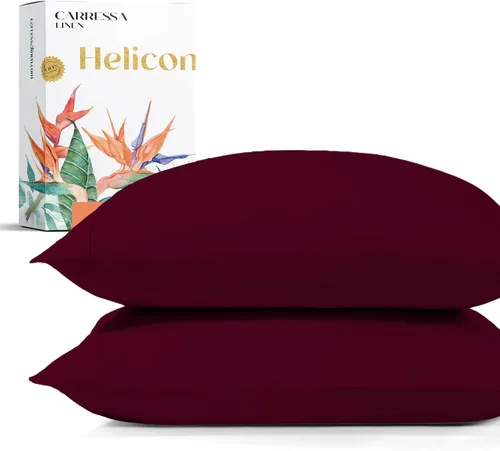 Vista 23 de Carressa Linen Juego de 2 fundas de almohada 100% de algodón egipcio de la serie 1500 de lujo tamaño estándar/Queen (beige), suaves como la seda