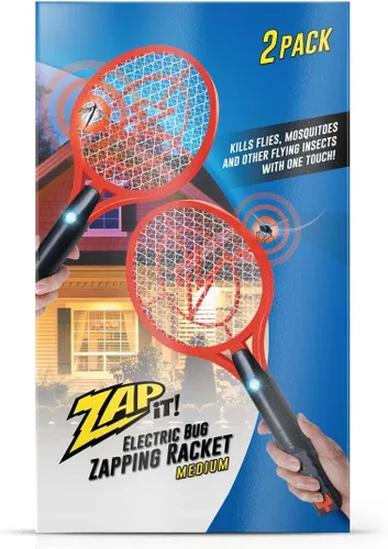 Vista 9 de Zap It Bug Zapper - Raqueta recargable mata mosquitos, mata moscas eléctrica, exterminador de mosquitos, 4,000 voltios, cable de carga USB, paquete