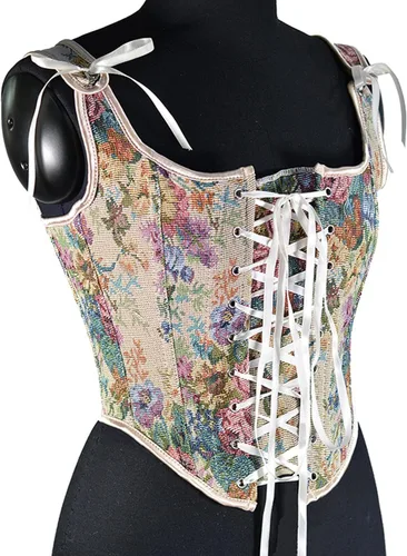 Vista 2 de Corsé con realce para mujer, estilo victoriano, cinturón steampunk, pirata, renacentista, corsé con correas