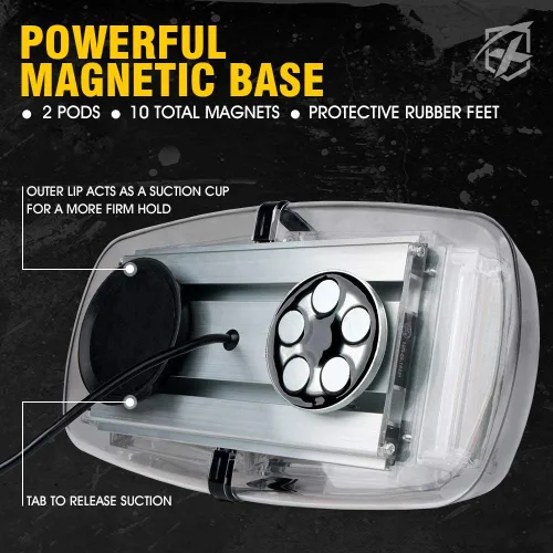 Vista 5 de Xprite Barra de luz estroboscópica LED COB de 12 pulgadas con base magnética, mini luces de baliza de precaución para construcción, remolque