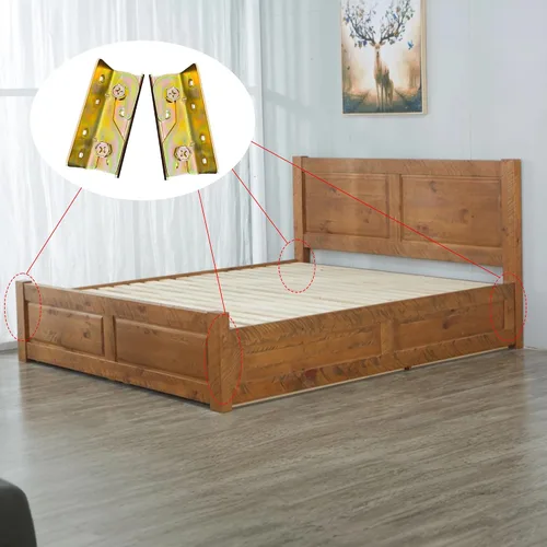 Vista 10 de Soportes de riel de cama, conectores de soporte de marco de cama para camas de madera, sujetadores de soporte resistentes sin mortaja, accesorios