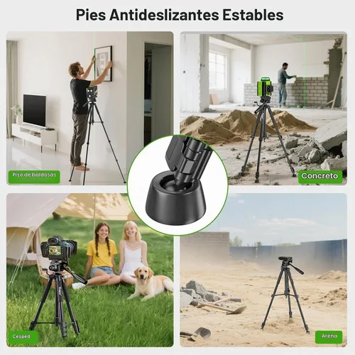 Vista 9 de Huepar Trípode extensible de 50 pulgadas con rosca de 1/4" y 5/8" para uso con nivel láser, láseres de punto, medidores de distancia láser