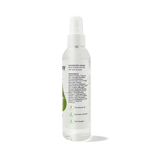 Vista 2 de BIO7 - Spray de brillo con biotina bioactiva, colágeno, queratina + árbol de té/menta de jengibre, 6 onzas líquidas, deja el cabello natural