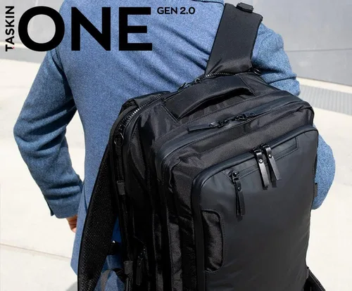 Vista 2 de Taskin ONE Mochila grande para portátil de viaje para hombre Doble expandible convertible 20L30L40L, Negro -, Mochila de viaje expandible