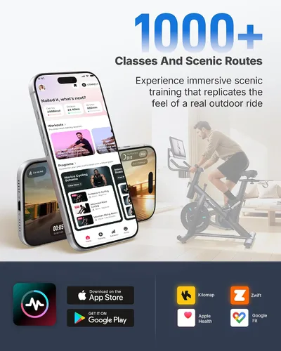 Vista 8 de MERACH Exercise Bike, Magnetic Friction Stationary Bike for Home with APP