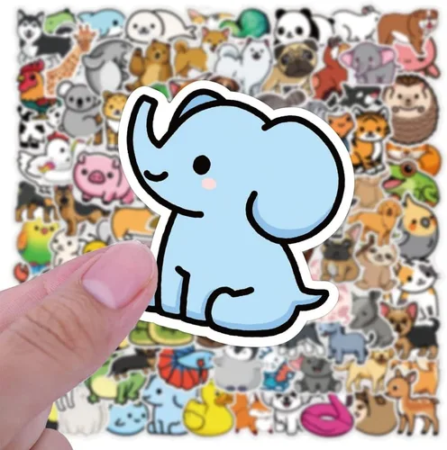 Vista 5 de 200 calcomanías impermeables de animales lindos para adolescentes calcomanías impermeables para laptop botella de agua monopatín motocicleta
