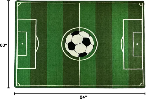 Vista 3 de Mybecca Alfombra para niños de 4 pies 11 pulgadas x 6 pies 10 pulgadas (59 x 82 pulgadas), con respaldo de gel antideslizante, campo de fútbol