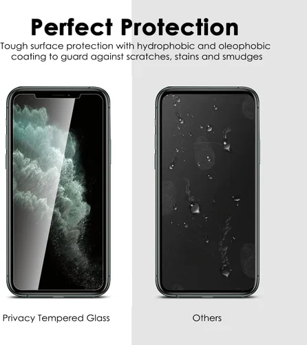 Vista 6 de Fotbor - Protector de pantalla para iPhone Xs Max/iPhone 11 Pro Max, protector de pantalla de privacidad antirreflejos, antiespía y arañazos, 2