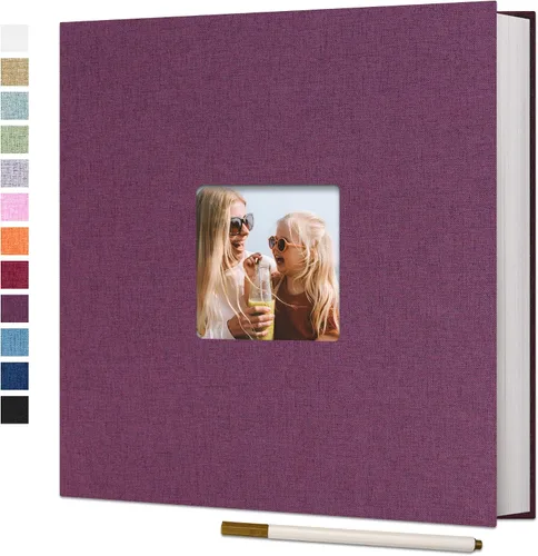 Vista 11 de Vienrose - Álbum de fotos grande autoadhesivo para fotos de 4 x 6, 8 x 10 pulgadas, de lino, álbum de recortes magnético de bricolaje, 40 páginas