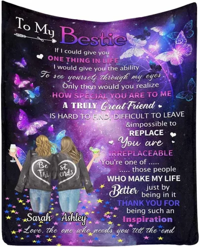 Vista 25 de Regalos de cumpleaños para mujeres, manta de amistad personalizada con tus fotos, manta personalizada con mis propias imágenes para hermanas