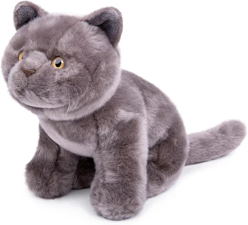 Vista 9 de Gato corto británico de peluche, gato gris de peluche de 11 pulgadas, juguete suave para niños (gato británico de pelo corto 2)
