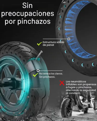 Vista 2 de Neumático Sólido para Scooter Eléctrico de 10 x 2.5 Pulgadas 60/70-6.5 Compatible con Ninebot Max G30P G30LP~Gotrax G5 G6~Hiboy Max 3~Hover 1 1