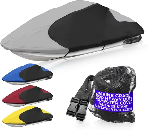 Vista 12 de Trailerable PWC Jetski Watercraft Jet - Funda para esquís de hasta 3 plazas Borgoña/ Negro