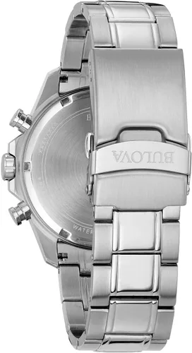 Vista 2 de Bulova Reloj cronógrafo de cuarzo para hombre con correa de acero inoxidable 96B256, azul, pulsera, Azul, Pulsera