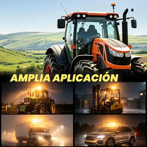 Vista 7 de Luces estroboscópicas de luz LED amarilla para camiones de 12 V 24 V, luz de baliza naranja, faro giratorio con 6 modos para coche, camión, UTV
