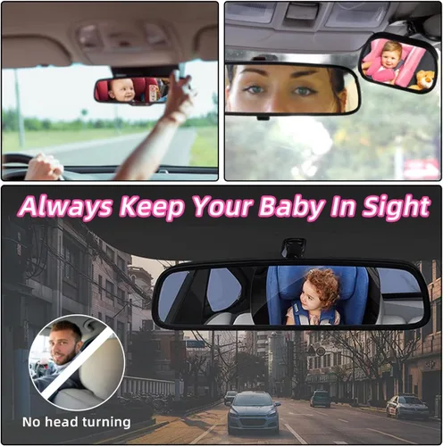 Vista 5 de Kewucn Espejo de coche para bebé, espejo retrovisor interior inastillable, espejo de observación de bebé, espejo retrovisor ajustable para asiento