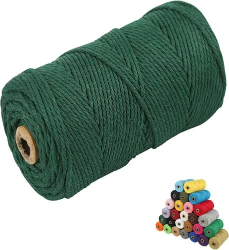 Vista 69 de Cordón de algodón para macramé, hilo torcido de 4 capas, cuerda de algodón natural, suministros perfectos de macramé, para hacer soportes colgantes