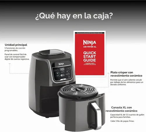 Vista 6 de Ninja Freidora de aire XL, 5.5 cuartos de galón, 5 en 1, gris, AF150AMZ