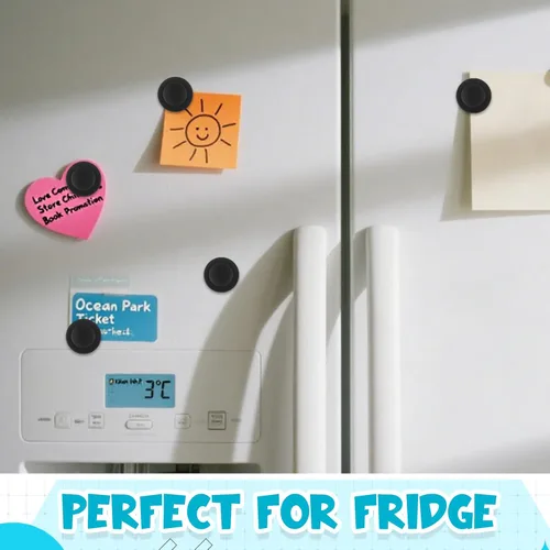 Vista 5 de Outus 45 imanes redondos negros para pizarra blanca de 1.2 in, imanes para refrigerador para el regreso a clases, mini nevera, suministros