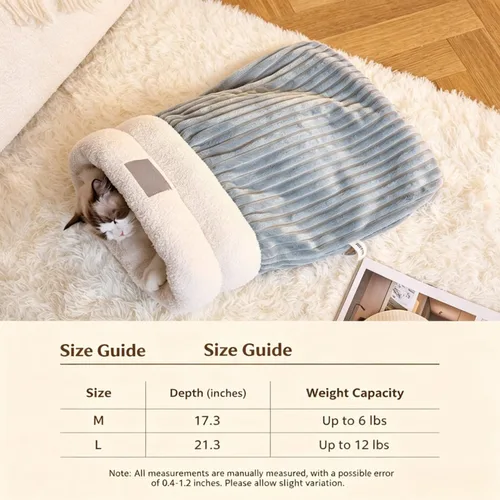 Vista 2 de Saco de dormir para gatos, cama cálida y esponjosa para gatos de interior Gris