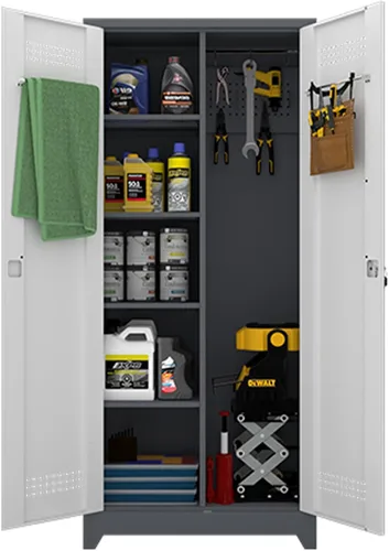 Vista 8 de Armarios de Pared para Garaje, Gabinete de Pared de Metal para Garaje con Puertas con Cerradura, Gabinete de Almacenamiento con Cerradura y Estante