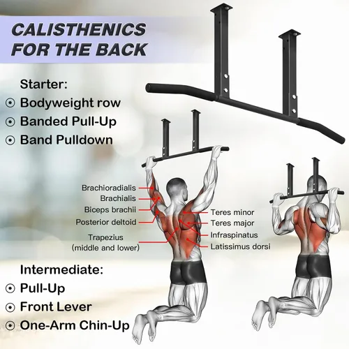 Vista 5 de ATENTO Pull Up Bar, Chin Up Bars Ceiling Mount, Workout for Home Gym, Beam, Crossfit - Heavy-Duty, Foam Grip, Easy installation