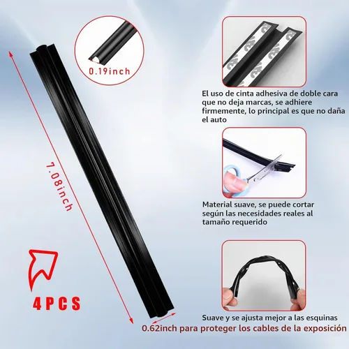 Vista 2 de Augeny 4 piezas de funda de cable oculta autoadhesiva para coche, protector de cable de tubo oculto, organizador de cable con división automática
