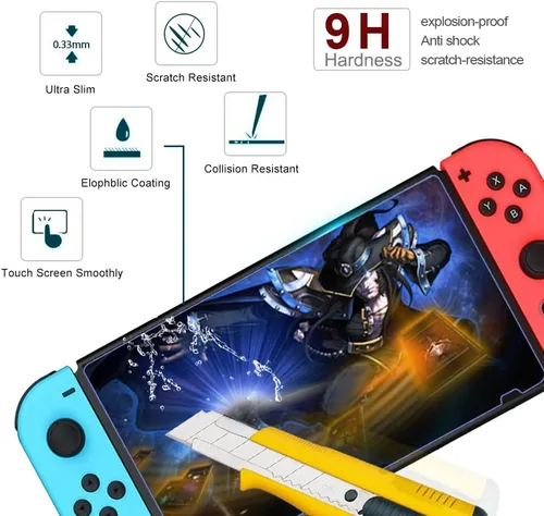 Vista 3 de Nintendo Switch Protector de visualización, linno Ojos Care anti UV, Anti Luz Azul vidrio Templado Película de protección para Nintendo