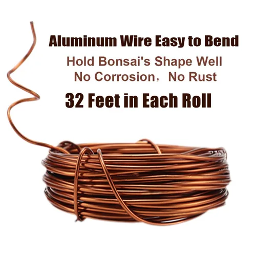 Vista 4 de Juego de herramientas para bonsái, cable de aluminio de 98.4 ft, 3 tamaños (0.039 in/0.059 in/0.079 in) y 20 almohadillas de malla para maceta