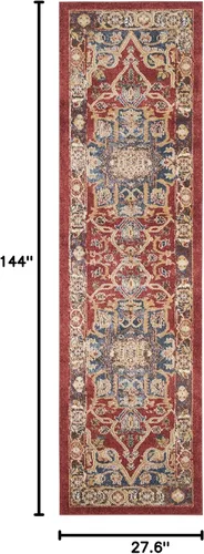 Vista 2 de SAFAVIEH Bijar Collection BIJ605R - Alfombra tradicional oriental, envejecida, no desprende pelusa, 2 pies 3 pulgadas x 12 pies, color rojo y azul