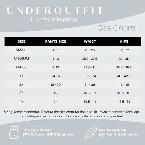 Vista 3 de Underoutfit Compression Leggings, High Waisted Tummy Control Leggings for Women