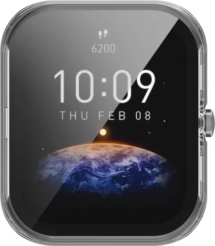 Vista 7 de Funda rígida compatible con Amazfit Bip 3 con protector de pantalla de vidrio templado, ultrafina, cobertura completa, para Amazfit Bip 3 Pro, azul