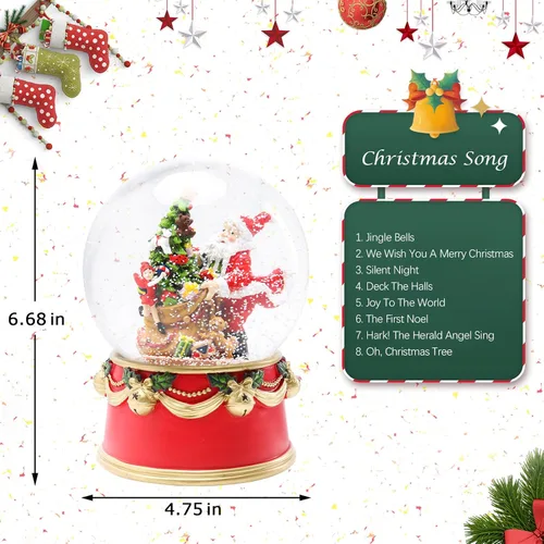 Vista 3 de MUMTOP Globos de nieve de Navidad, globos de nieve de Papá Noel con luces LED musicales que funcionan con pilas, globos de agua brillantes