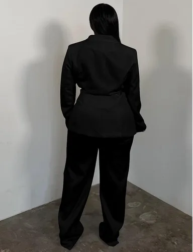 Vista 4 de CXXQ Conjunto de 2 piezas para mujer, talla grande, informal, para oficina Negro