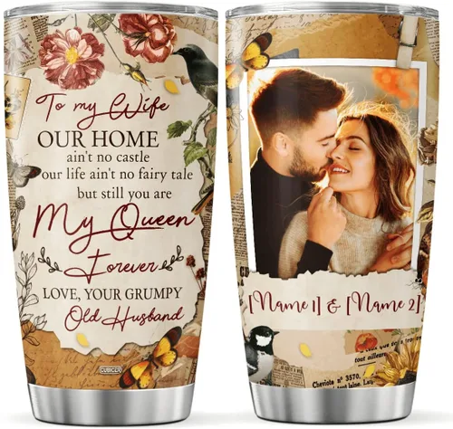 Vista 8 de CUBICER Vasos de café personalizados con foto personalizada para mejores amigos, tazas de té con tapa, frases divertidas, nombre personalizado