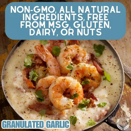 Vista 8 de Ajo granulado, sin OMG, empaquetado a mano en latas magnéticas, de origen sostenible, cultivado en Estados Unidos, totalmente natural, no irradiado