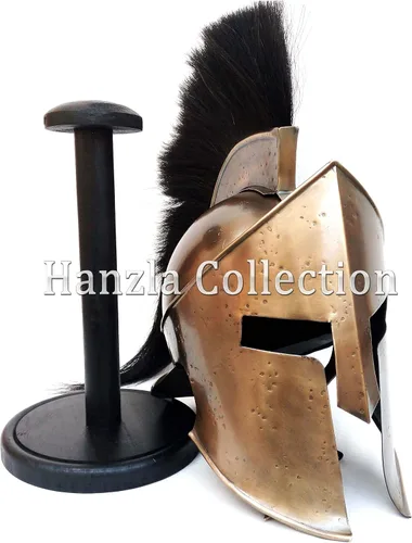 Vista 4 de Armour Medieval Rey Leónidas Griego Espartano de 300casco romano sobre soporte de madera