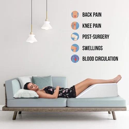 Vista 7 de Abco Tech Almohada de elevación de piernas con parte superior de espuma (gel refrescante), almohada de cuña para piernas, cuñas de piernas