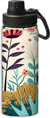 Vista 19 de Blooming Poppies - Botella de agua deportiva a prueba de fugas, 18 onzas, botellas de agua aisladas para bicicletas, fitness, yoga, senderismo, etc.