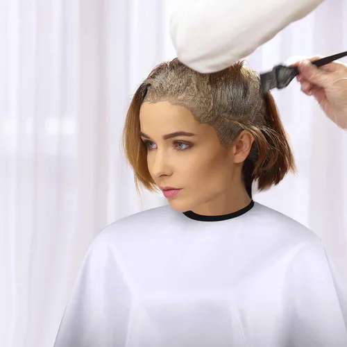 Vista 6 de 3 capas de maquillaje para clientes, baberos de maquillaje, delantales de barba, delantales de tinte para cabello, capas de champú, capas
